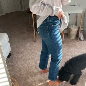 Cropped dark wash Levi jeans